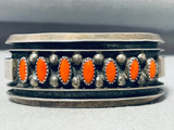 Noteworthy Jackie Singer Vintage Native American Navajo Coral Sterling Silver Bracelet-Nativo Arts