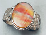 One Of The Best Ever Vintage Native American Navajo Petrified Wood Sterling Silver Bracelet