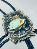 Gold Lasso Vintage Native American Navajo Royston Turquoise Sterling Silver Bolo Tie-Nativo Arts