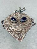 Whimsical Space Alien!!! Vintage Native American Navajo Jet 'Alien' Pin Signed W.b. Harris-Nativo Arts