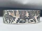 One Of The Most Detailed Vintage Native American Navajo Geometirc Sterling Silver Bracelet-Nativo Arts