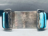 7 Inch Wrist Vintage Native American Navajo Turquoise Inlay Sterling Silver Bracelet-Nativo Arts