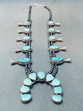 Stunning Vintage Native American Navajo Turquoise Sterling Silver Squash Blossom Necklace-Nativo Arts