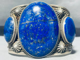 170 Gram Best Vintage Native American Navajo Domed Lapis Sterling Silver Bracelet Cuff-Nativo Arts