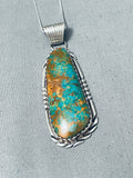 Chunky Royston Turquoise Vintage Native American Navajo Sterling Silver Necklace-Nativo Arts