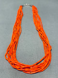 Fab!! Native American Navajo Coral Sterling Silver Necklace!-Nativo Arts