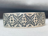 Detailed Flower Vintage Native American Navajo Sterling Silver Bracelet Cuff-Nativo Arts