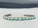 Impressive Vintage Native American Navajo 15 Blue Green Turquoise Sterling Silver Bracelet-Nativo Arts