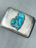 Parrot Inlay Vintage Native American Navajo Turquoise Sterling Silver Buckle-Nativo Arts