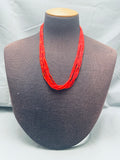 Fab Native American Navajo Tubed Coral Sterling Silver Heishi Necklace-Nativo Arts