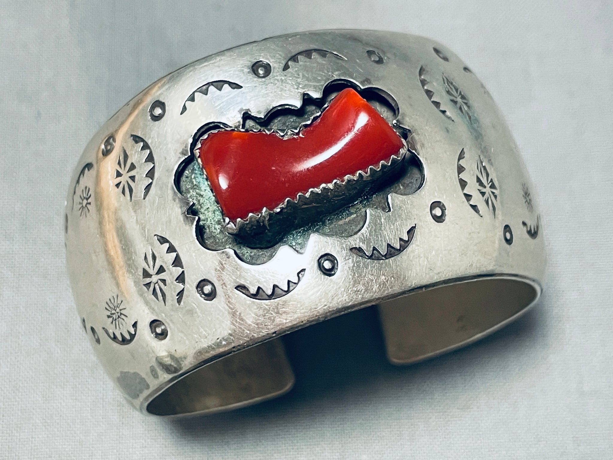 Gasp! Huge Chunky Coral Vintage Native American Navajo Sterling Silver ...