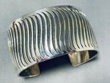Long Wave Native American Navajo Sterling Silver Snake Skin Bracelet-Nativo Arts