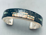 7.5 Inch Vintage Native American Navajo Space Inlay Sterling Silver Turquoise Bracelet-Nativo Arts