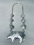 One Of The Most Beauitful Vintage Native American Navajo Bear Sterling Silver Necklace-Nativo Arts