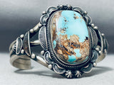 Rare Vintage Native American Navajo Blue Royston Turquoise Sterling Silver Bracelet-Nativo Arts