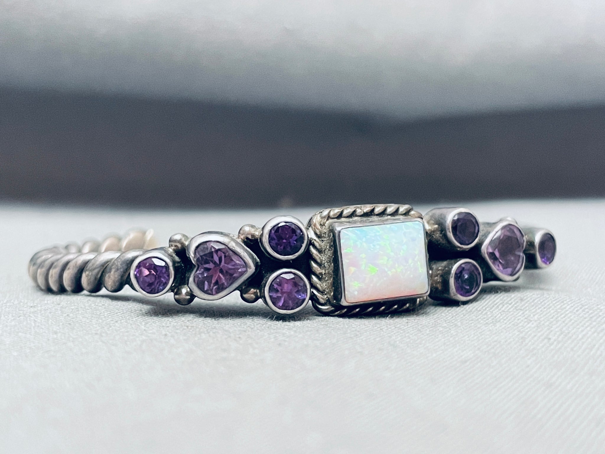 Thicker Coil Vintage Native American Navajo Opal Amethyst Sterling 