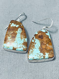Huge #8 Turquoise Vintage Native American Navajo Sterling Silver Slab Earrings