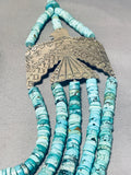 346 Grams Gasp!! Native American Navajo Turquoise Sterling Silver Bird Necklace-Nativo Arts