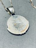 Signed Vintage Native American Navajo Spiderweb Turquoise Opal Sterling Silver Necklace-Nativo Arts