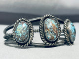 Important Domed Bisbee Turquoise Vintage Native American Navajo Sterling Silver Bracelet-Nativo Arts