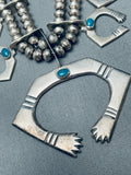 One Of The Best Vintage Native American Navajo Turquoise Sterling Silver Squash Blossom Necklace-Nativo Arts