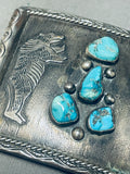 Standing Bear!! Vintage Native American Navajo Turquoise Sterling Silver Bracelet-Nativo Arts