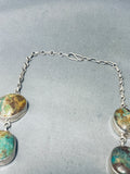 The Craziest And Best Vintage Native American Navajo Green Turquoise Sterling Silver Necklace-Nativo Arts