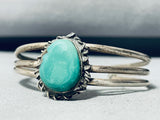 Rare Vintage Native American Navajo Foggy Green Turquoise Sterling Silver Bracelet-Nativo Arts