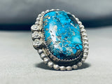 Native American Exceptional Vintage Blue Diamond Turquoise Sterling Silver Ring-Nativo Arts