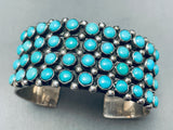 Wayne Etistty Vintage Native American Navajo Turquoise Sterling Silver Bracelet Cuff-Nativo Arts