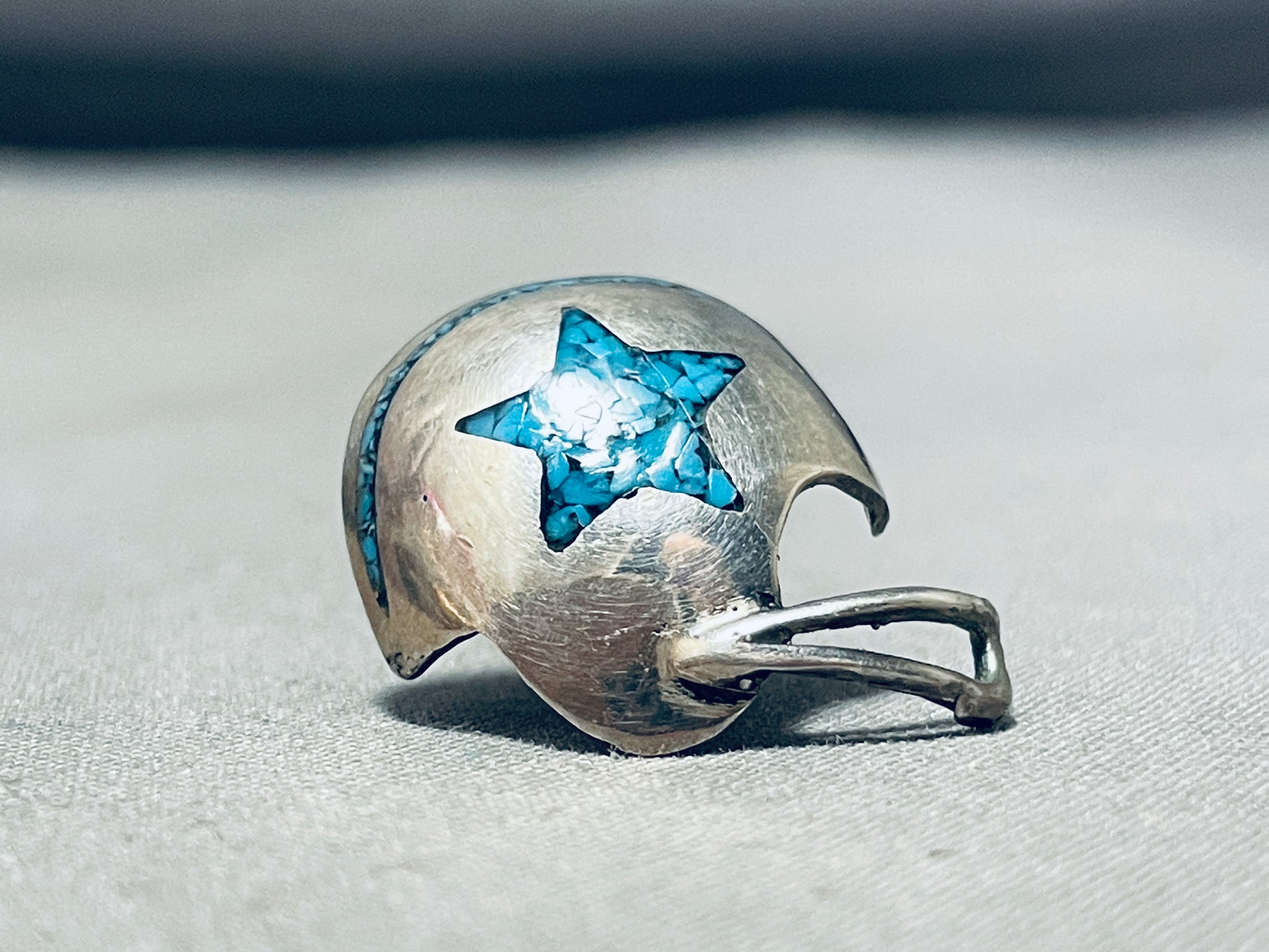 Rare Vintage Native American Navajo Turquoise Chip Inlay Sterling Silv ...