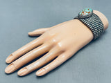 Native American Anthony Lovato Vintage Santo Domingo Turquoise Sterling Silver Bracelet-Nativo Arts