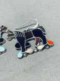 Leekity Horses Vintage Native American Zuni Sterling Silver Turquoise Earrings-Nativo Arts