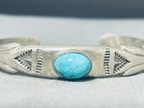 Impressive Vintage Native American Navajo Blue Gem Turquoise Sterling Silver Bracelet-Nativo Arts