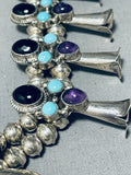 Amethyst & Turquoise Vintage Native American Navajo Sterling Silver Squash Blossom Necklace-Nativo Arts