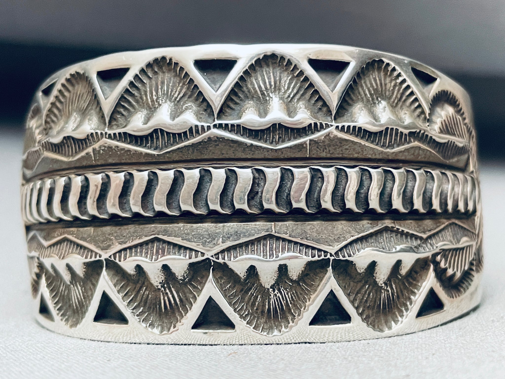 92 Gram Deep Stamp Vintage Native American Navajo Heavy Sterling