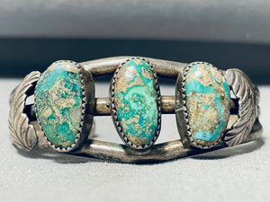 Very Rare Cnadelaria Turquoise Vintgae Native American Navajo Sterling Silver Bracelet-Nativo Arts