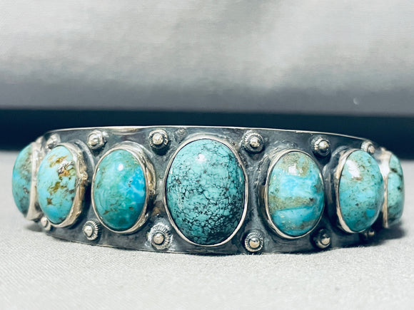 Cripple Creek Turquoise!! Vintage Native American Navajo Sterling Silver Bracelet-Nativo Arts