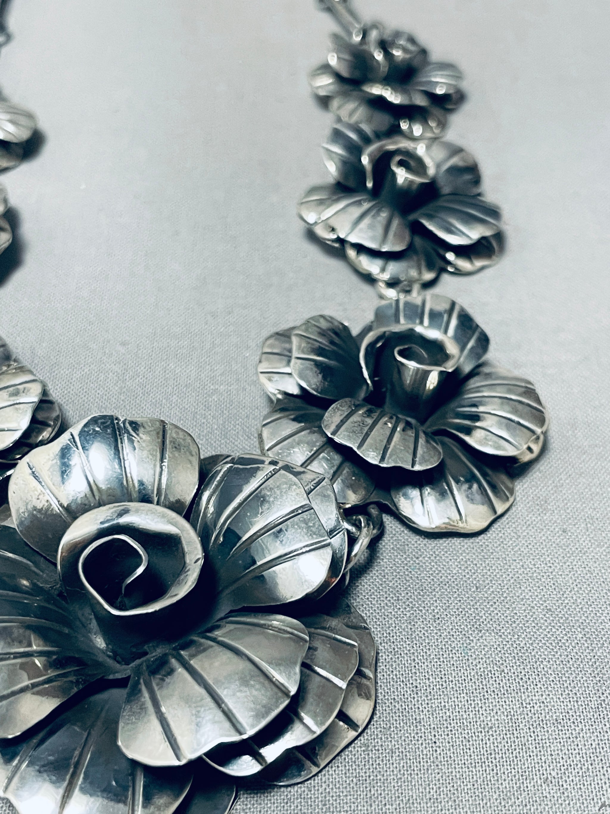 The Most Detailed Federico Jimenez Sterling Silver Flower Necklace