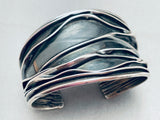 One Of The Most Unique Vintage Navajo Sterling Silver Wave Bracelet Cuff-Nativo Arts