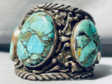 174 Grams!!!!!! Vintage Native American Navajo Spiderweb Turquoise Sterling Silver Bracelet-Nativo Arts