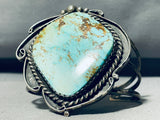 Huge Turquoise Boulder Vintage Native American Navajo Sterling Silver Bracelet Cuff-Nativo Arts