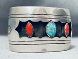 Impressive Vintage Native American Navajo Shadowbox Turquoise Sterling Silver Bracelet-Nativo Arts