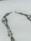 Native American Rare Longer 30 Inch Seashell Vintage Navajo Sterling Silver Necklace-Nativo Arts