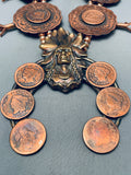 Very Rare Vintage Native American Navajo Bronze 476 Gram Squash Blossom Necklace-Nativo Arts