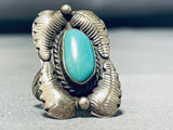 Quad Leaf Vintage Native American Navajo Turquoise Sterling Silver Towering Ring-Nativo Arts