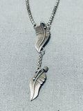 Impressive Vintage Native American Zuni Sterling Silver Feather Necklace-Nativo Arts