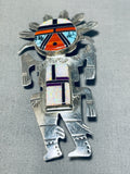 Best Native American Navajo Turquoise Coral Opal Sterling Silver Kachina Pin Pendant-Nativo Arts