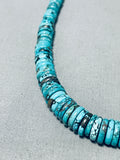 Native American Eye Catching Santo Domingo Spiderweb Turquoise Sterling Silver Necklace-Nativo Arts