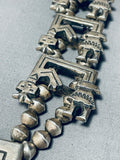 Gasp! Symbolic Vintage Native American Navajo 187 Gram Sterling Silver Squash Blossom Necklace-Nativo Arts